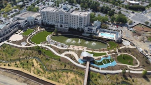 Aerial drone image of finished Stream Park project and Ballantyne Hotel2