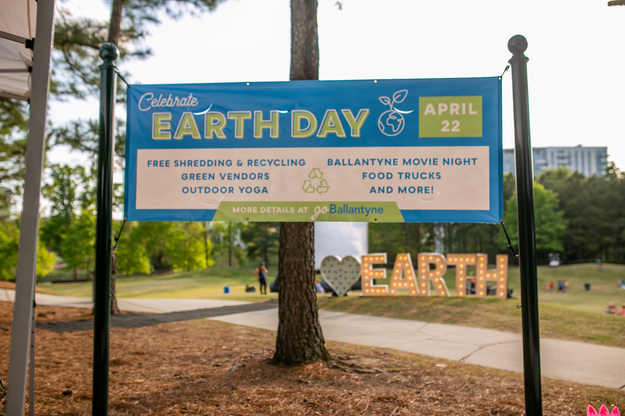 Banner outside of Ballantyne Earth Day event2