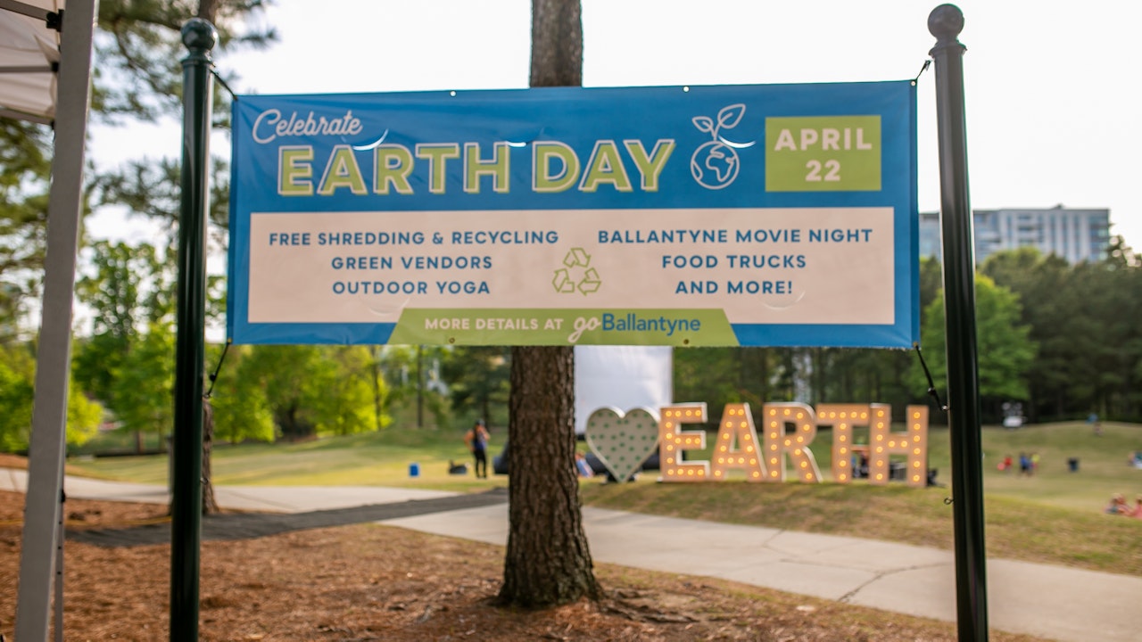 Banner outside of Ballantyne Earth Day event2