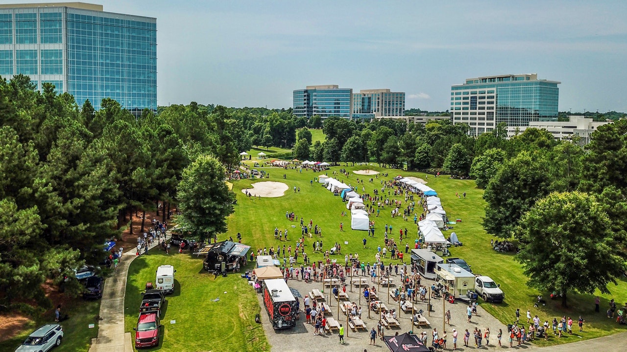 Drone view of Markets at 11 in Ballantyne