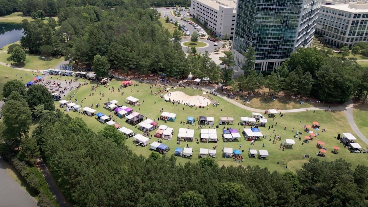 Aerial drone of Markets at 11 in Ballantyne