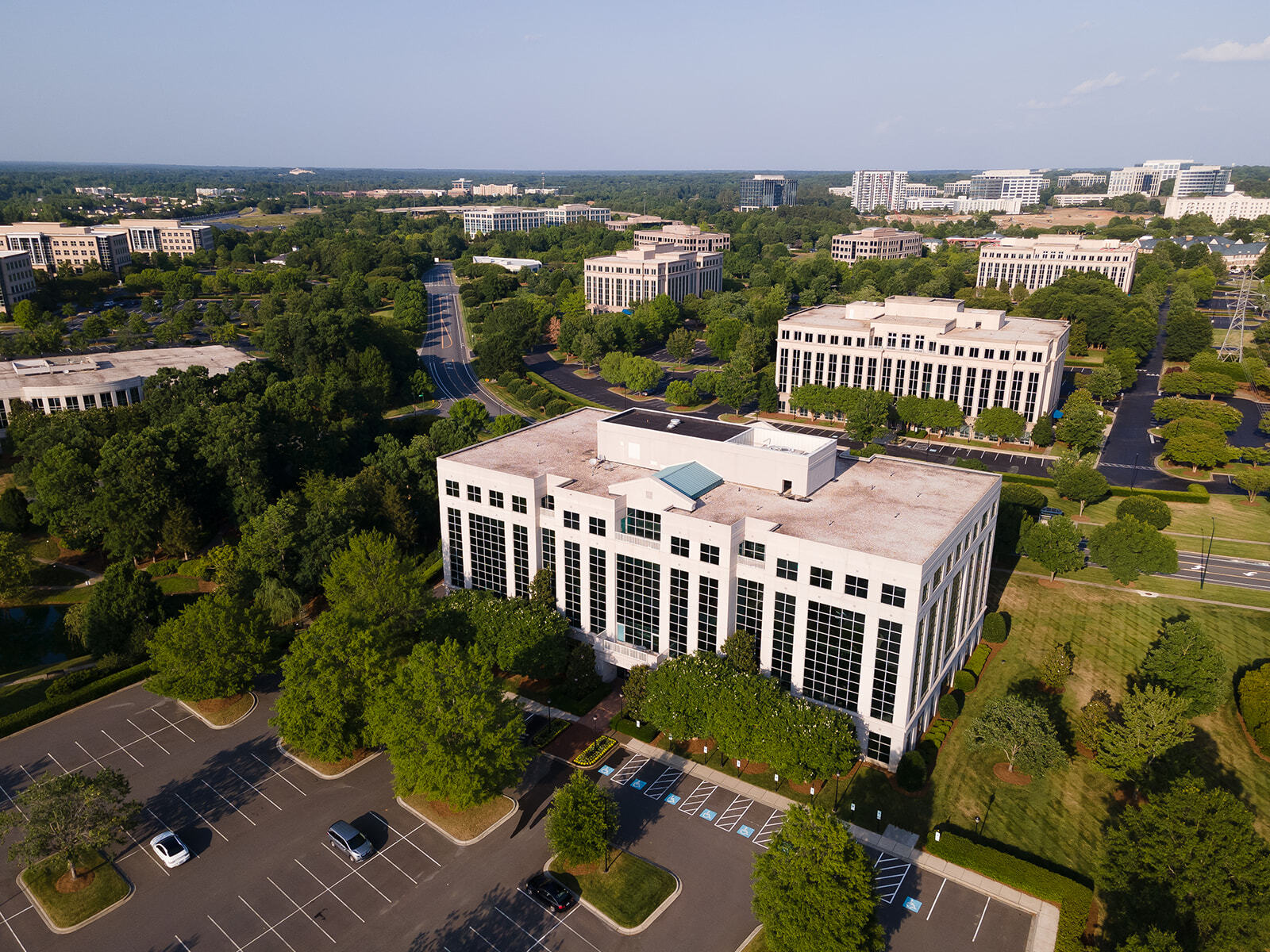 Aerial of Cullman Park Building exterior on Ballantyne Campus2