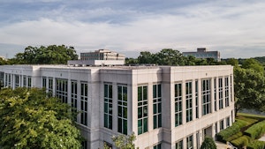 Drone view of the Curran Building exterior on Ballantyne Campus2