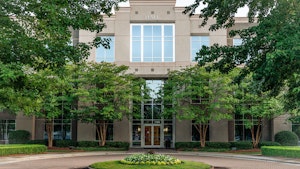 Fountain and Hall Building exterior on Ballantyne Campus1