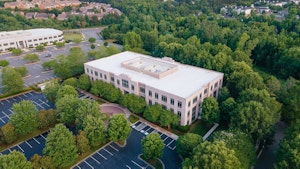 Aerial of Hall Building exterior on Ballantyne Campus2