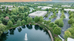 Pond and Winslow Building exterior on Ballantyne Campus2